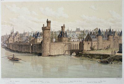 Das Hôtel und der Turm von Nesles im Jahr 1380 - in „Paris durch die Jahrhunderte“, spätes 19. Jahrhundert von French School