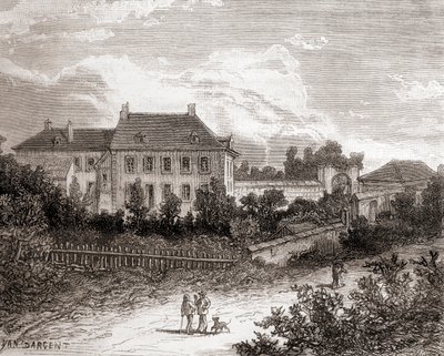 Das Haus in Gras, nahe Chalon-sur-Saône, Frankreich, wo der französische Erfinder Nicéphore Niépce die Heliografie entwickelte, aus 