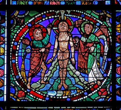 Das Leben Christi Fenster: Taufe im Jordan von French School