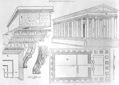 Die Maison Carrée, Illustration aus Discours historial de lantique et illustre cite de Nismes von Jean Poldo d