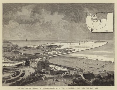 Der neue Tiefseehafen in Boulogne-sur-Mer, Vogelperspektive vom Ostkliff von French School