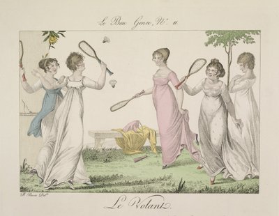 Das Federballspiel, Tafel 11 aus Le Bon Genre, 1802 von French School