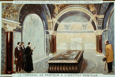 Das Grab von Louis Pasteur im Institut Pasteur, Paris, Werbekarte für die Chocolaterie d