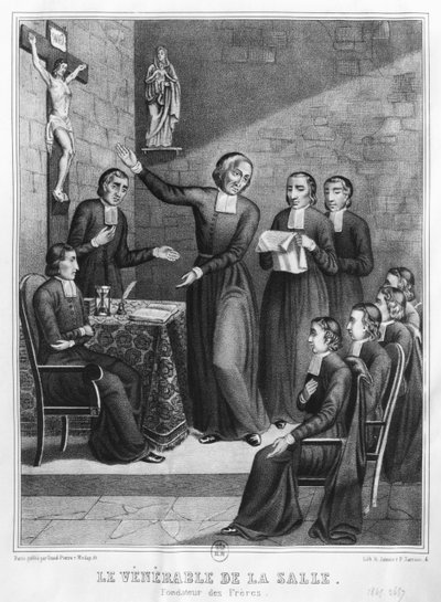 Der ehrwürdige Heilige Jean-Baptiste de La Salle (1651-1719), graviert von H. Jannin und P. Sarrazin, 1845 von French School