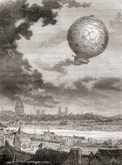 Der erste ungebundene Ballonflug von Jean-François Pilâtre de Rozier und dem Marquis d