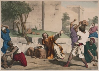 Die Steinigung des Heiligen Stephanus, Illustration aus einem Katechismus L
