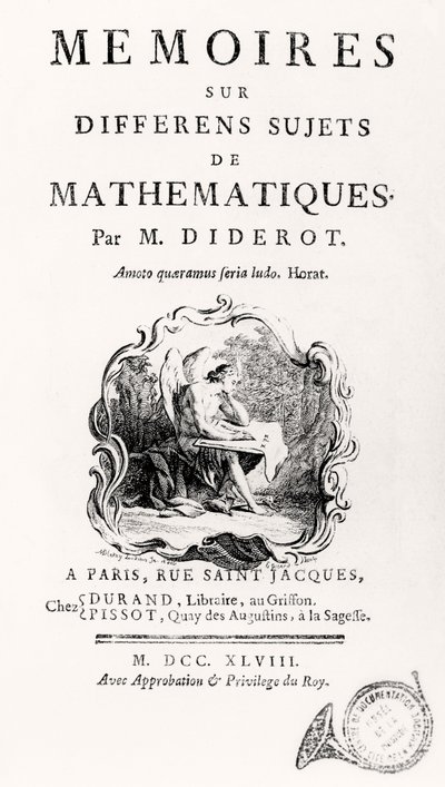 Titelseite von "Mémoires sur différens sujets de mathématiques", 1748 von French School