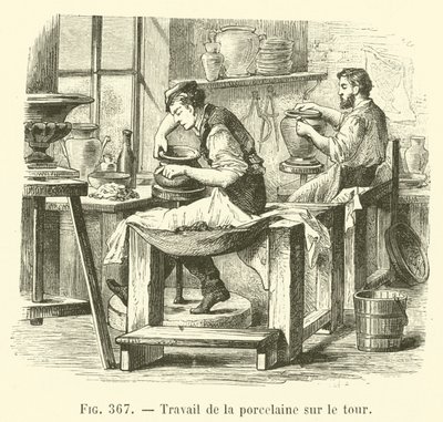 Bearbeitung von Porzellan auf der Drehbank von French School