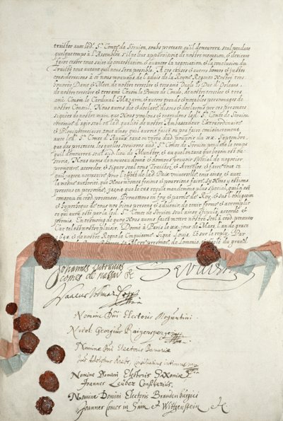 Westfälischer Friede, unterzeichnet in Münster, 24. Oktober 1648 von French School