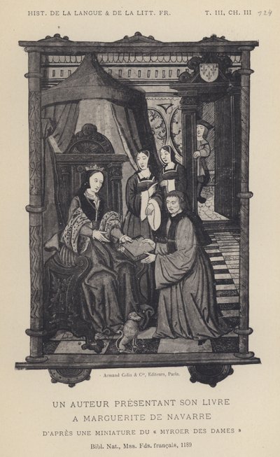 Un Auteur Presentant Son Livre A Marguerite De Navarre von French School