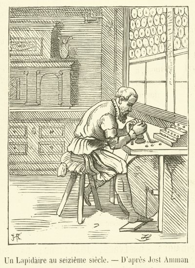 Ein Edelsteinschleifer im sechzehnten Jahrhundert von French School