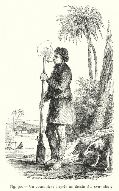 Ein Bukanier; nach einer Zeichnung aus dem XVII. Jahrhundert (Stich) von French School