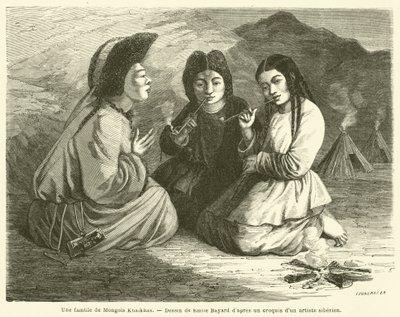 Eine Familie von Khalkha-Mongolen (Gravur) von French School