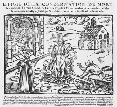 Urbain Grandier auf dem Scheiterhaufen verbrannt nach den Ereignissen der Besessenheit von Loudun, 1634 von French School