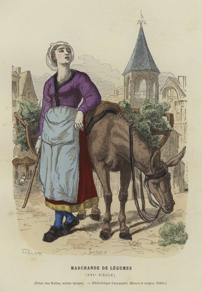 Gemüseverkäufer, 16. Jahrhundert von French School