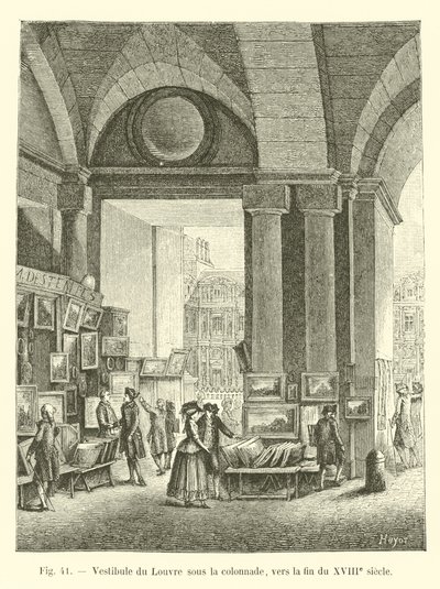 Vestibül des Louvre unter der Kolonnade, gegen Ende des 18. Jahrhunderts von French School