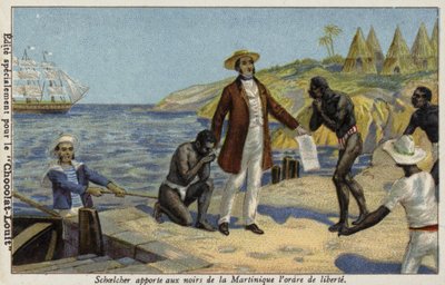 Victor Schoelcher bringt den Sklaven von Martinique die Nachricht von ihrer Freiheit, ca. 1848 von French School