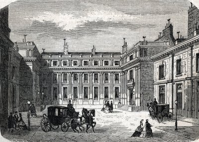 Ansicht des Ministeriums für öffentliche Bildung, Hotel de Rochechouart rue de Grenelle, in Paris (1864) von French School