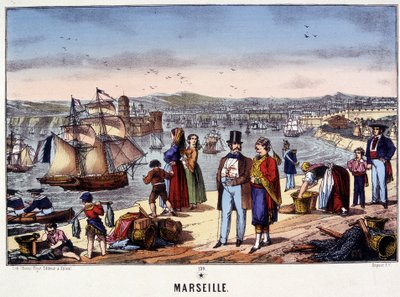 Ansicht des Hafens von Marseille, Bild von Epinal, n.d. 19. Jahrhundert von French School
