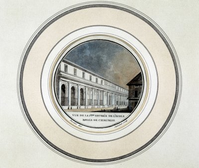 Ansicht des Eingangs der Königlichen Chirurgieschule - Lithographie von French School