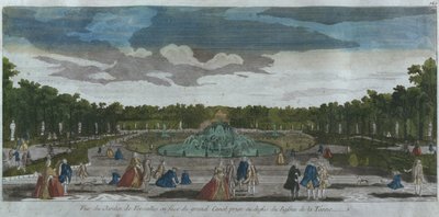 Ansicht des Gartens vor dem Grand Canal vom Latona-Brunnen, Versailles, Frankreich von French School