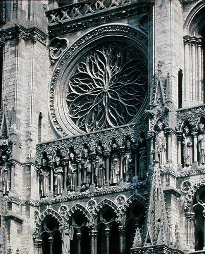 Ansicht des Rosenfensters an der Westfassade, 1225-30 von French School