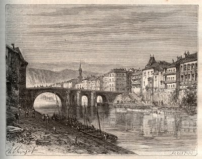Villeneuve-sur-Lot - Département Lot-et-Garonne - Gravur in „La France illustrée: géographie, histoire, administration statistique“ von V.-A. Malt-Brown. 1884 von French School