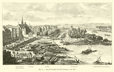 Blick auf das Arsenal und die Insel Louviers, um 1670 von French School