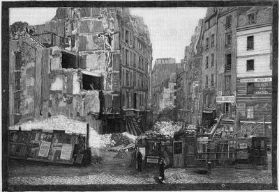 Ansicht der Abrisse des Place Maubert in Paris von French School