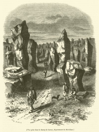 Ansicht aus dem Feld von Carnac, Département Morbihan (Gravur) von French School