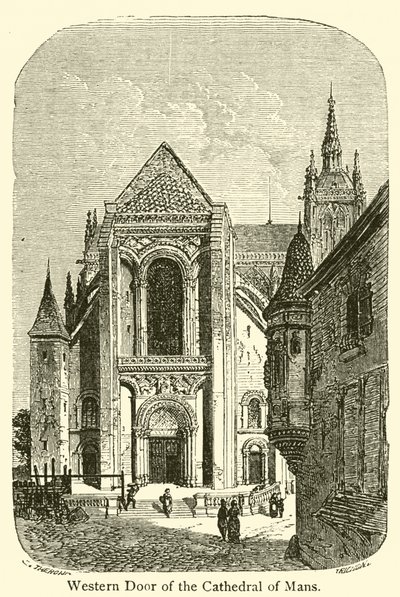 Westportal der Kathedrale von Mans (Gravur) von French School