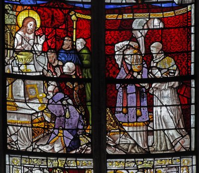Fenster w0, St. Gregor - Messe darstellend von French School