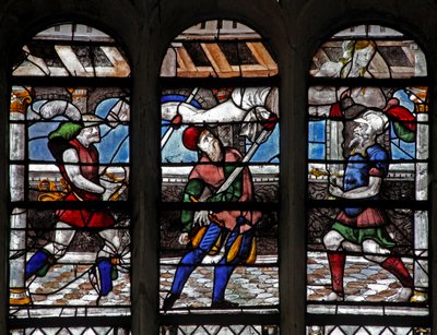 Fenster w109, das das Martyrium eines Heiligen (Julian?) darstellt von French School