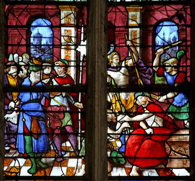 Fenster w1, die Krönung mit Dornen und Verspottung von French School