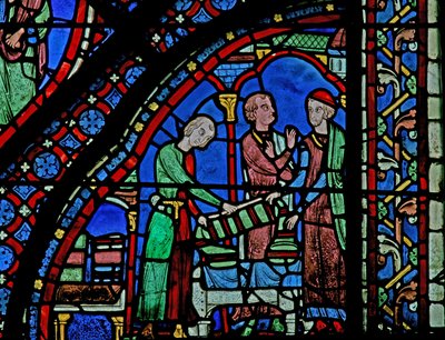 Fenster w5 mit Stiftern - Tuchhändler von French School