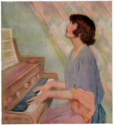 Frau spielt Orgel von French School