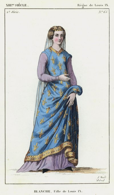 XIII Jahrhundert, Herrschaft von Ludwig IX., Blanche, Tochter von Ludwig IX. (farbiger Stich) von French School