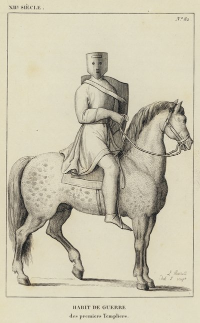 12. Jahrhundert, Kriegsgewand, der ersten Templer (Gravur) von French School