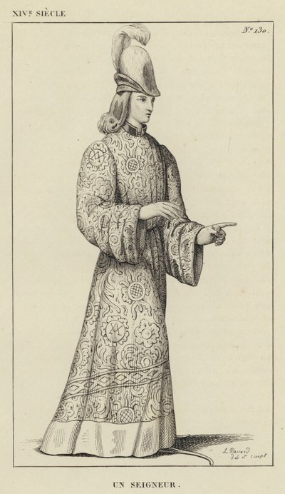 XIV. Jahrhundert, Ein Herr (Gravur) von French School