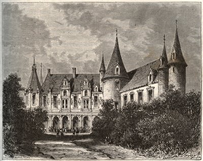 Schloss du Rocher in Mézangers in Mayenne - Gravur in 