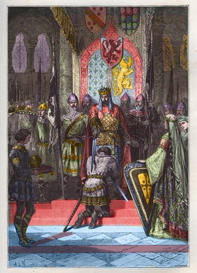 Ritterschlag - Die Accolade - La Chevalerie - Weihe eines Ritters - Die Accolade - Gravur aus „L