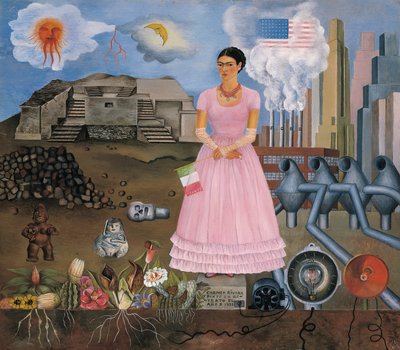 Selbstporträt an der Grenze zwischen Mexiko und den Vereinigten Staaten von Frida Kahlo