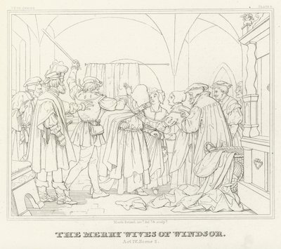 Die lustigen Weiber von Windsor, Akt IV, Szene 2 von Friedrich August Moritz Retzsch