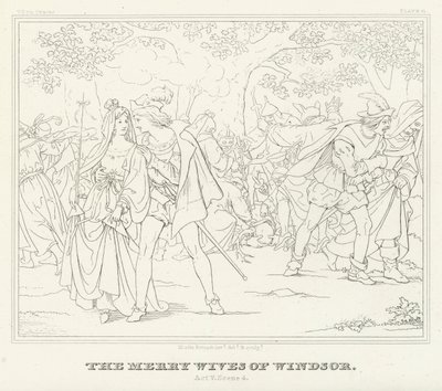 Die lustigen Weiber von Windsor, Akt V, Szene 4 (Gravur) von Friedrich August Moritz Retzsch