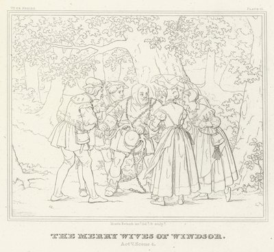 Die lustigen Weiber von Windsor, Akt V, Szene 4 (Gravur) von Friedrich August Moritz Retzsch
