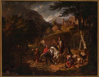 Die Habsburger Legende: Graf Rudolf hilft einem Priester über einen Wildbach von Friedrich Wilhelm Müller