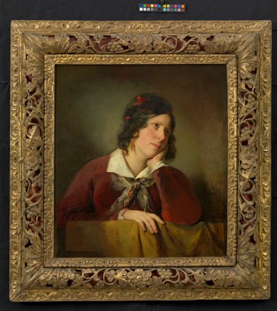Antonie Amerling mit aufgestütztem Kopf (1. Gattin des Künstlers) von Friedrich von Amerling