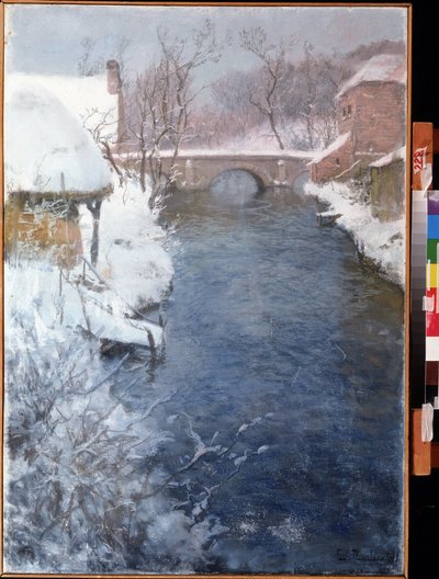 Winterlandschaft mit Fluss von Fritz Thaulow