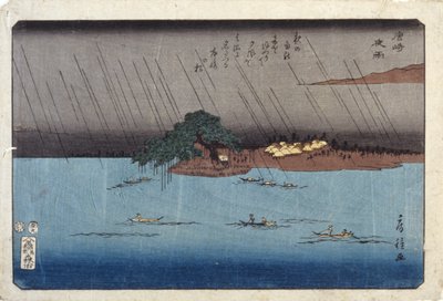 Nachtregen in Karasaki von Fusatane Utagawa