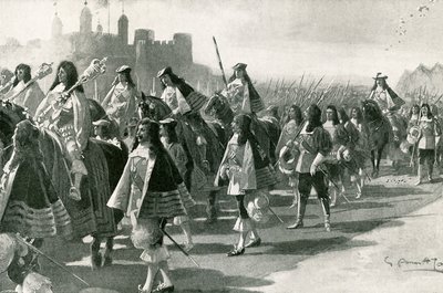 Die letzte Prozession vom Tower: Charles II. und sein Gefolge auf dem Tower Hill, 22. April 1661 von G.S. Amato